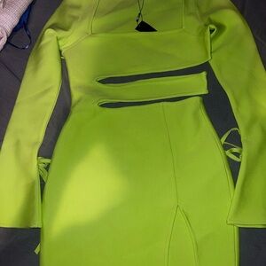 Fashion nova Lime Green Cut-Out Dress